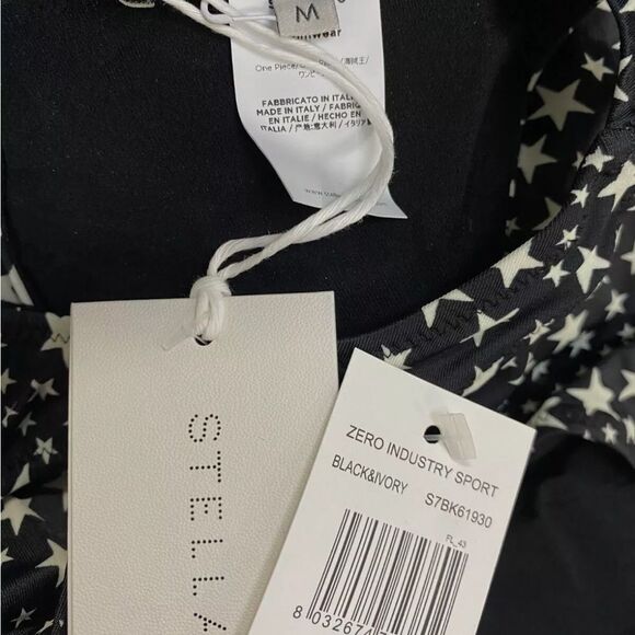 Stella McCartney Women's Black Star Print One Piece Swimsuit Size M NWT $365 - Picture 4 of 5